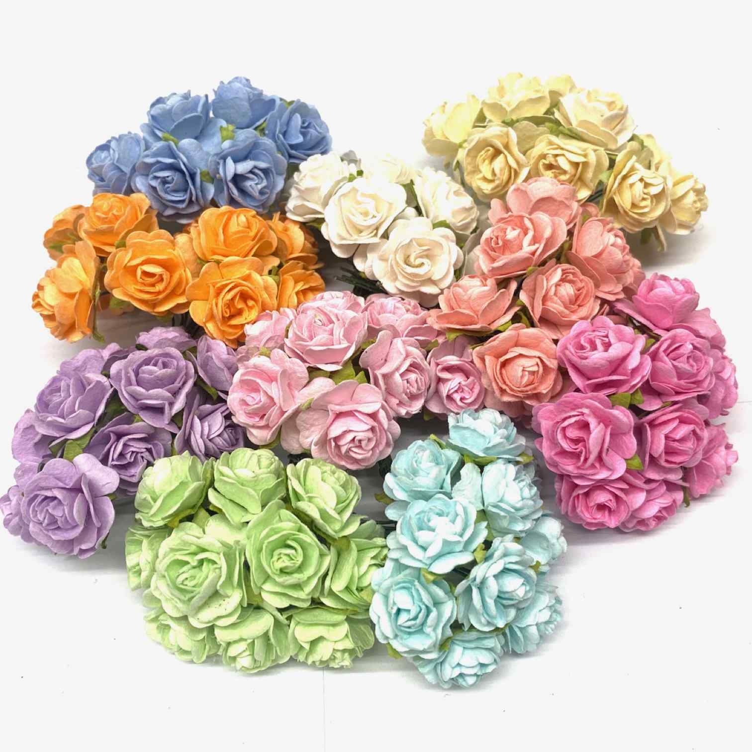 Bulk Pack Pastel Open Mulberry Paper Roses Or050 - Sweetlilac