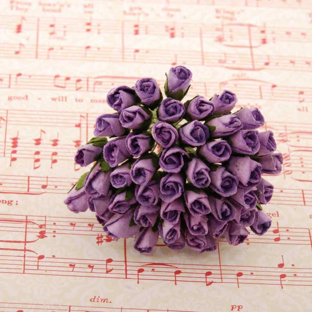 Lavender Mulberry Paper Rose Buds Bud008
