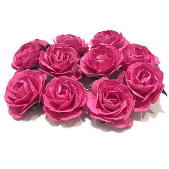 Deep Pink Heritage Mulberry Paper Roses Hr005