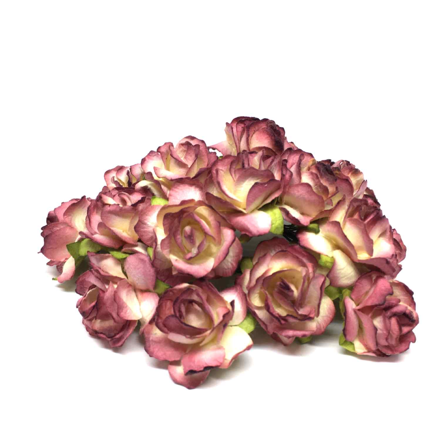 Burgundy And Cream Classic Mulberry Paper Roses Cr037
