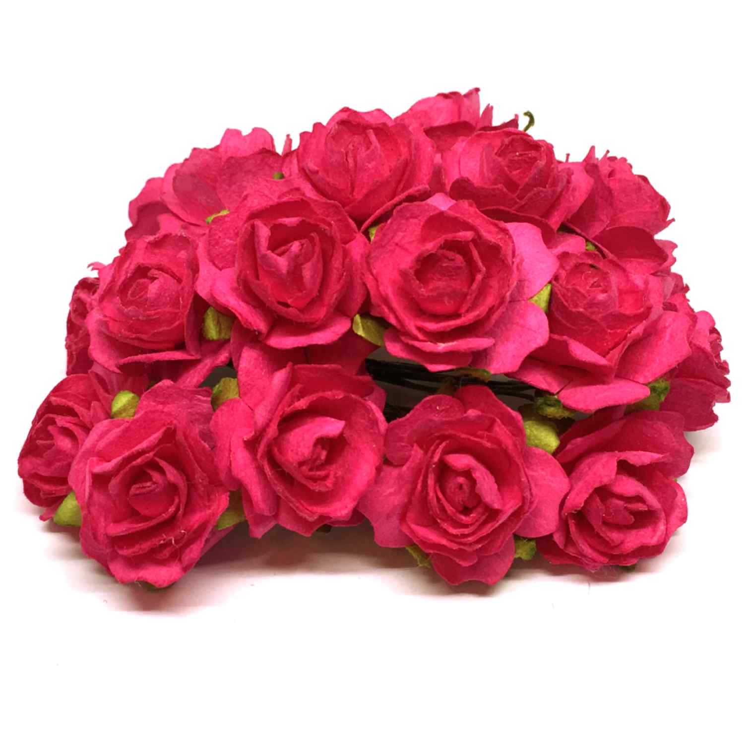 Deep Pink Tattered Mulberry Paper Roses Tr005