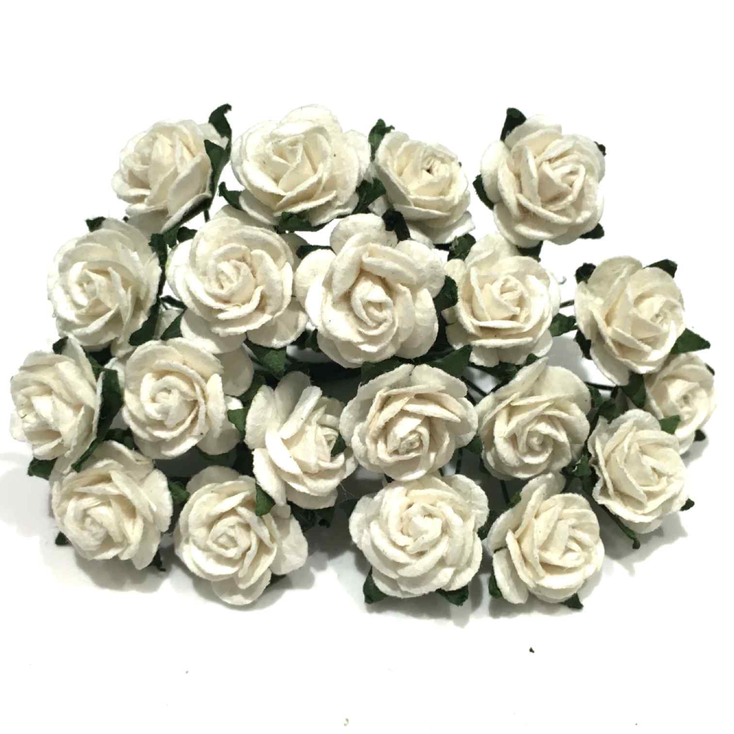White Open Mulberry Paper Roses Or017