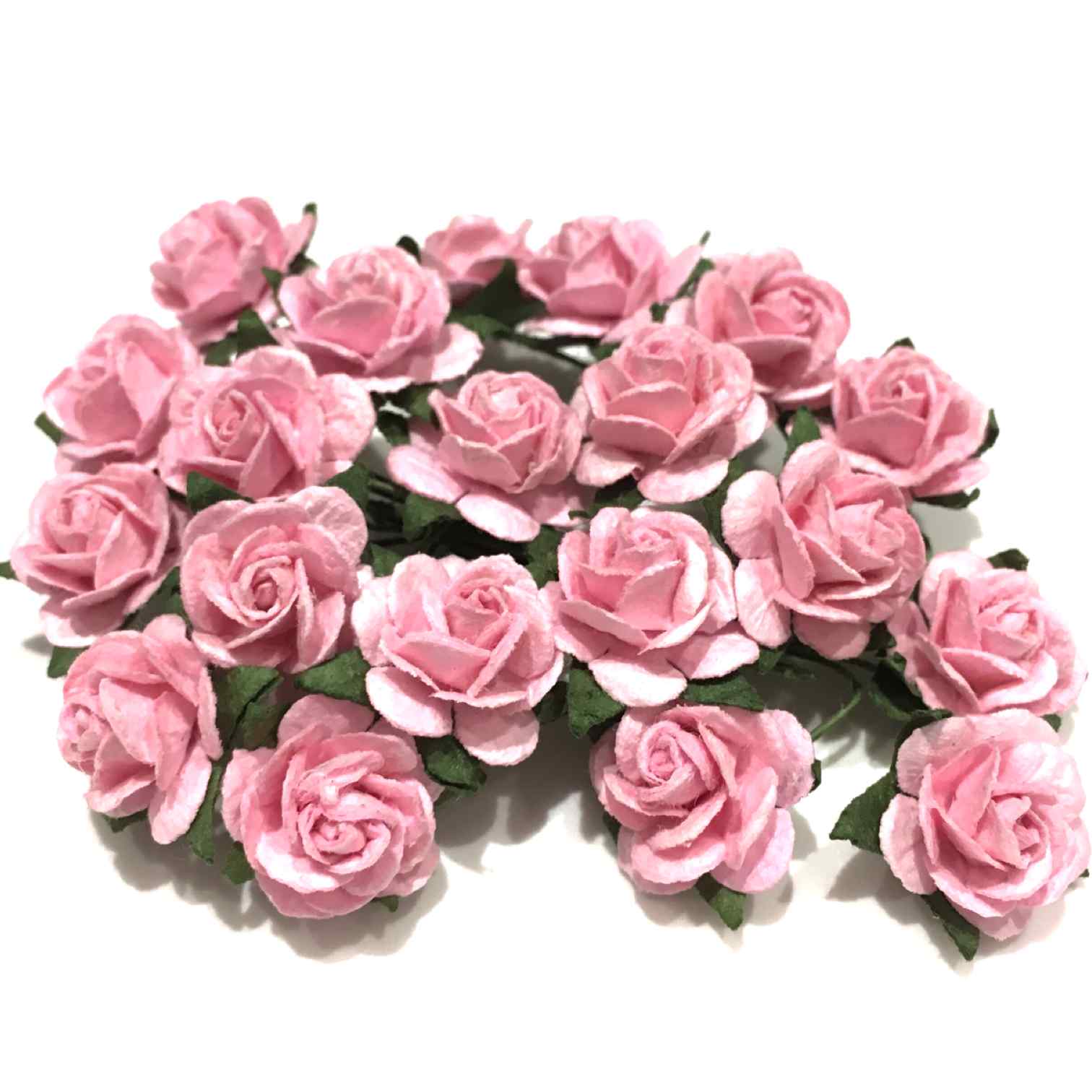 Mid Pink Open Mulberry Paper Roses Or012