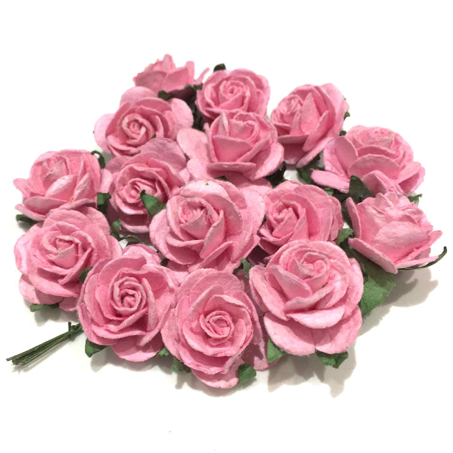 Mid Pink Open Mulberry Paper Roses Or010