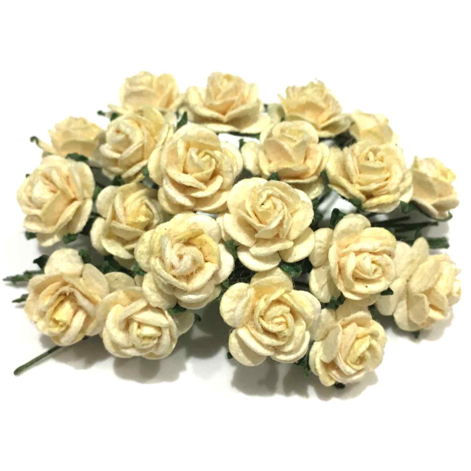Ivory Open Mulberry Paper Roses Or009