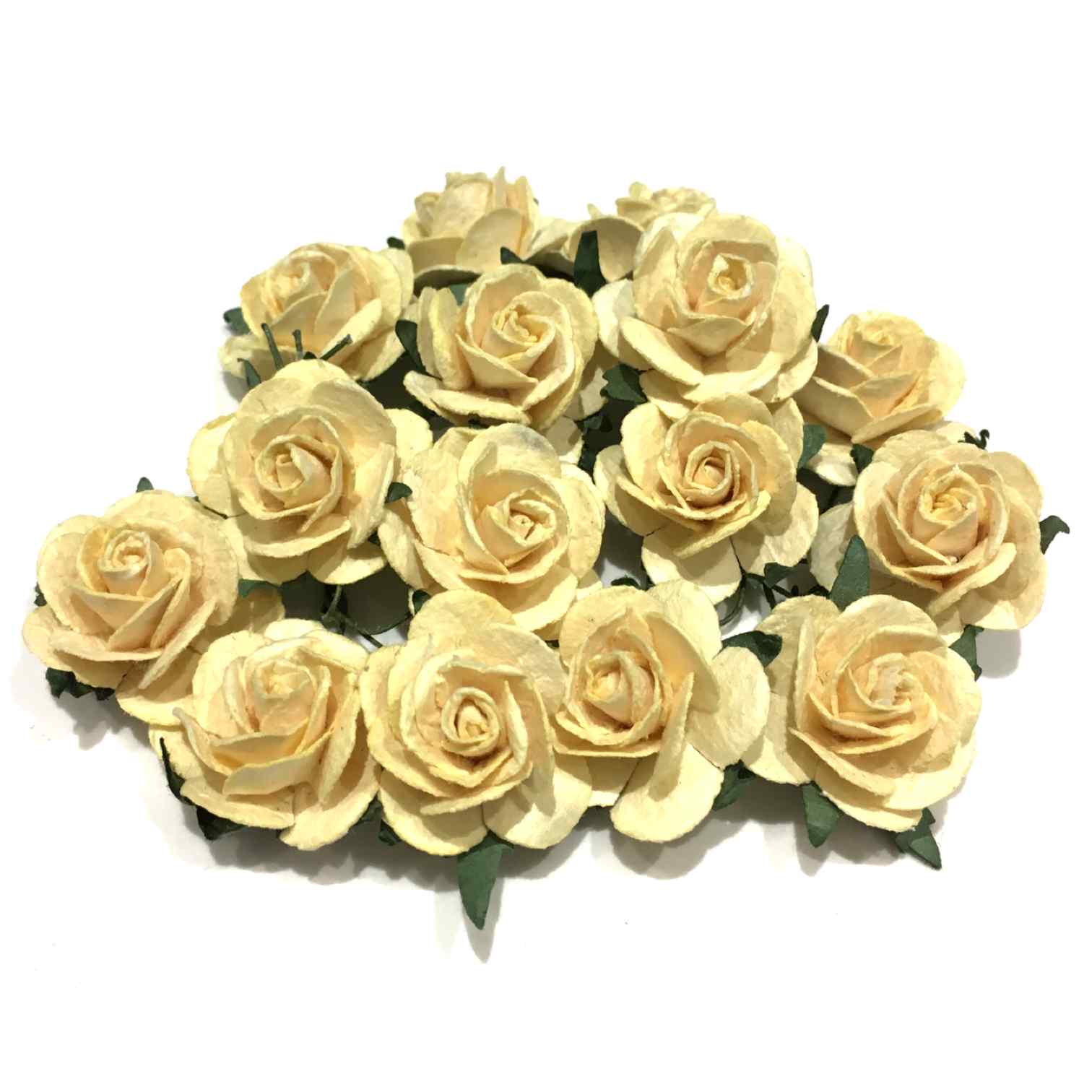 Ivory Open Mulberry Paper Roses Or007
