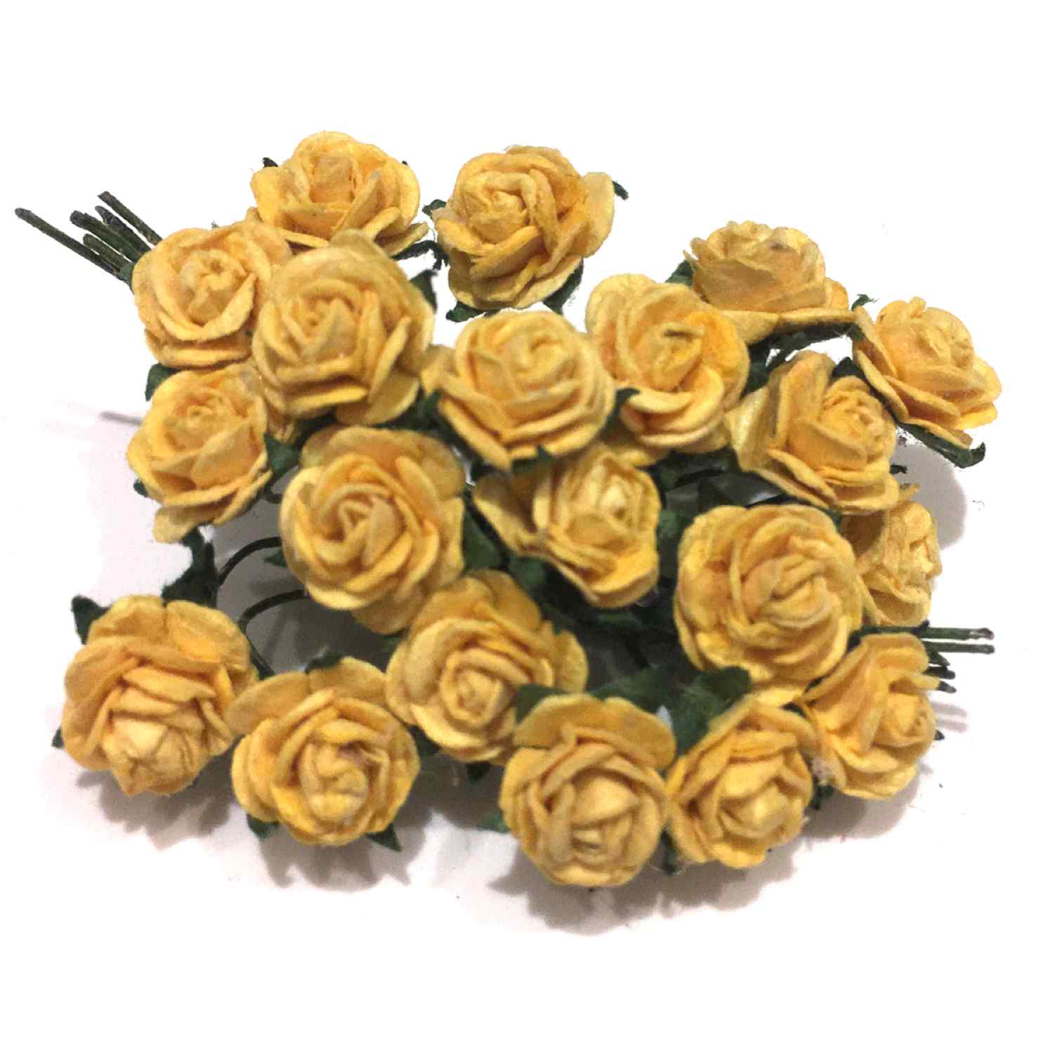 Mustard Open Mulberry Paper Roses Or006