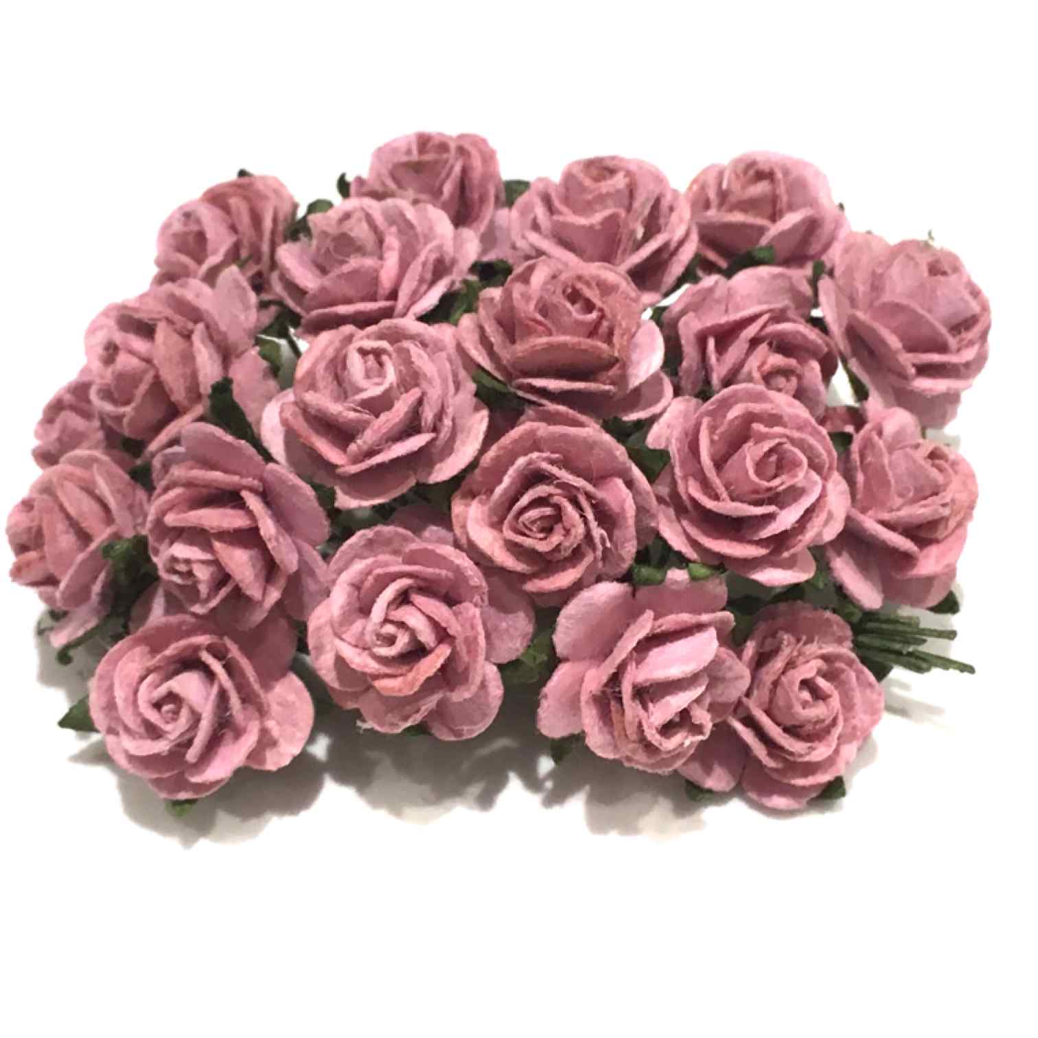 Dusky Pink Open Mulberry Paper Roses Or024
