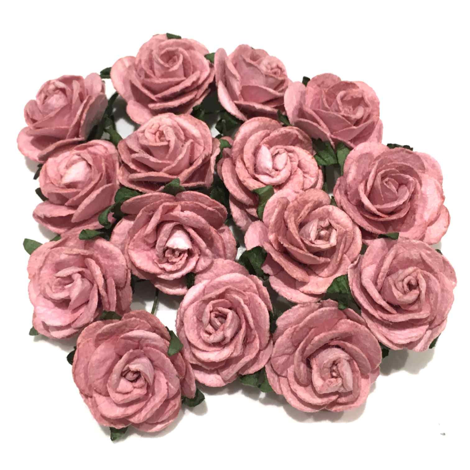 Dusky Pink Open Mulberry Paper Roses Or022