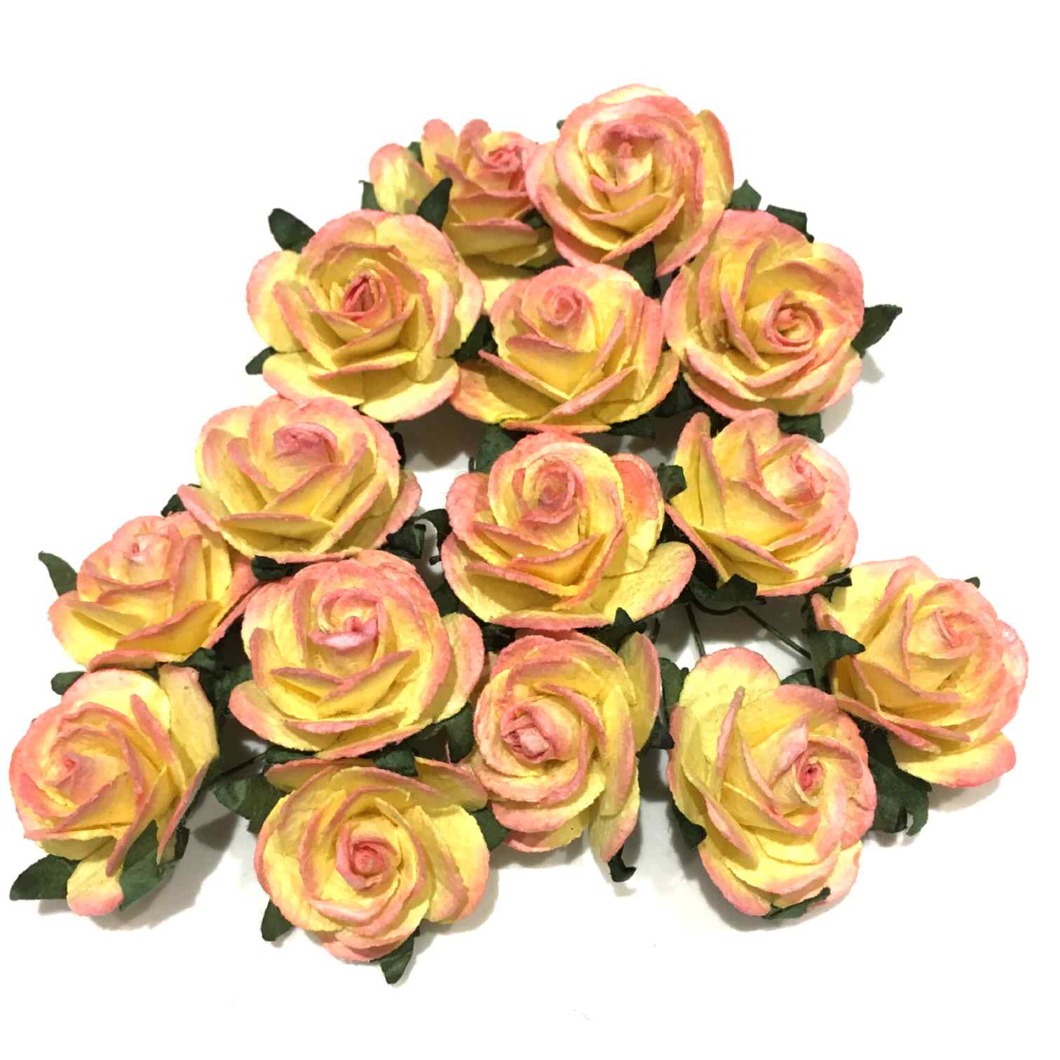 Pink And Cream Open Mulberry Paper Roses Or019