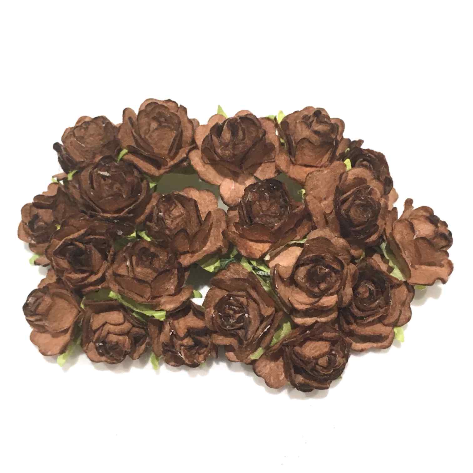 Brown Open Mulberry Paper Roses Or058