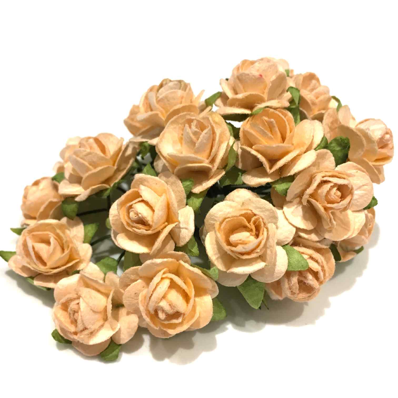 Apricot Open Mulberry Paper Roses Or069