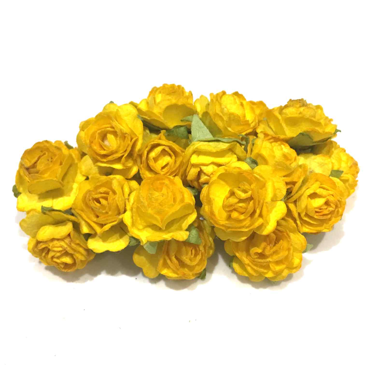 Deep Yellow Open Mulberry Paper Roses Or061