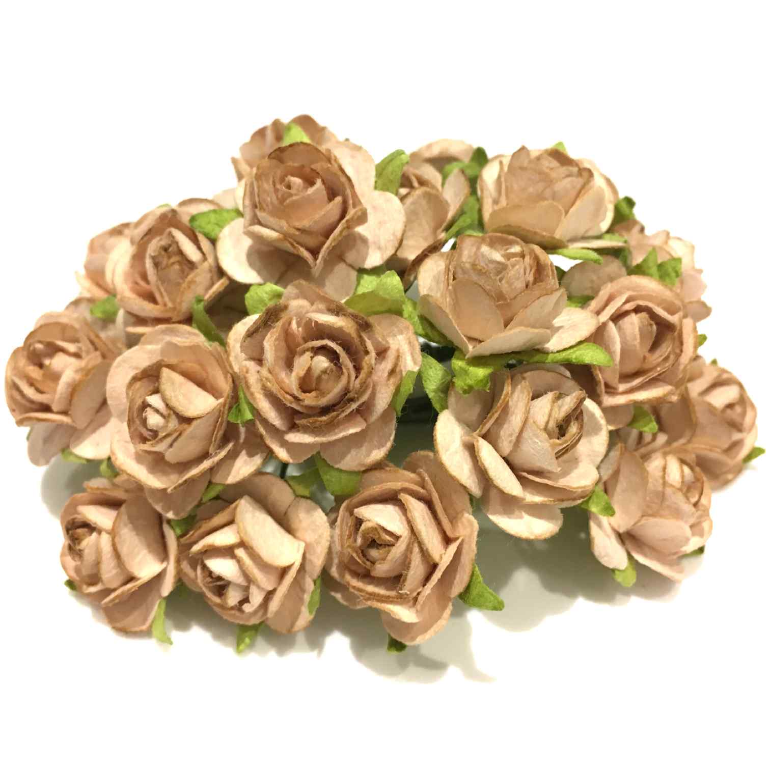Beige Open Mulberry Paper Roses Or080