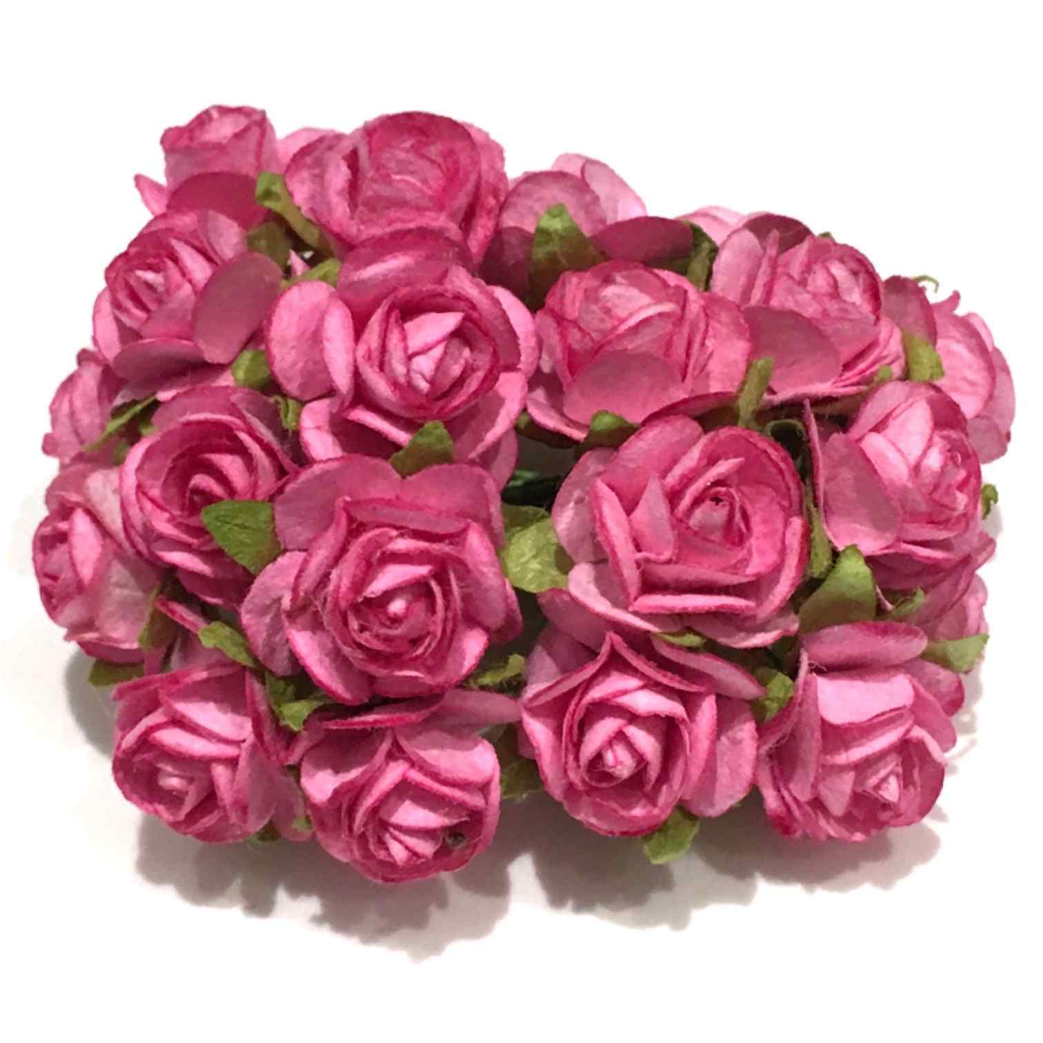 Deep Pink Open Mulberry Paper Roses Or077