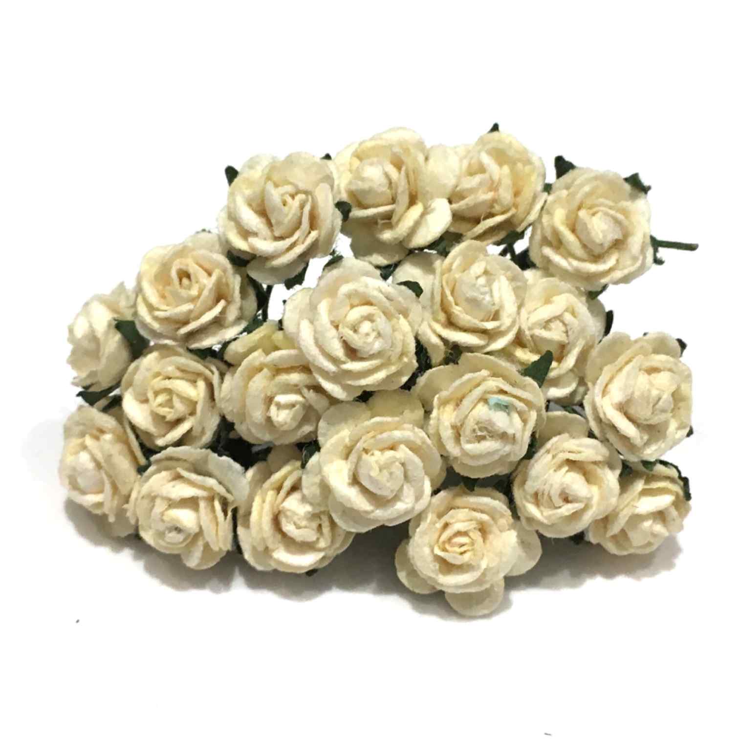 Pale Ivory Open Mulberry Paper Roses Or114