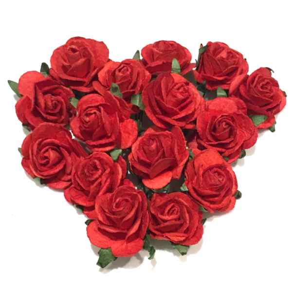 Red Open Mulberry Paper Roses Or013