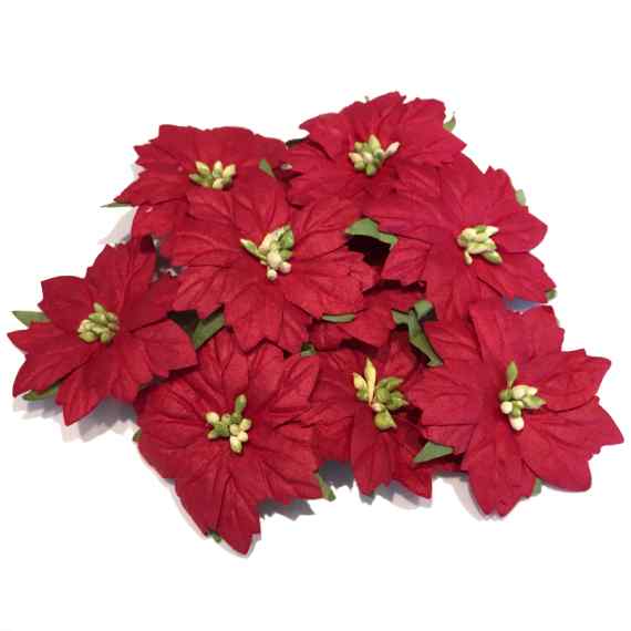 Red Mulberry Paper Poinsettias Cb009