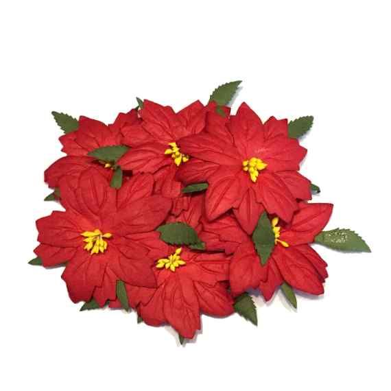 Large Red Mulberry Paper Poinsettias Cb015
