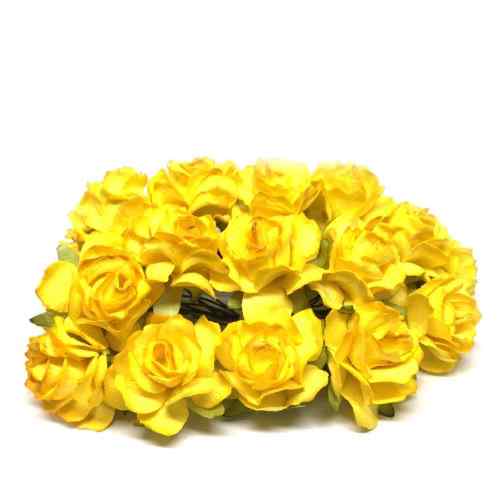Bright Yellow Classic Mulberry Paper Roses Cr043