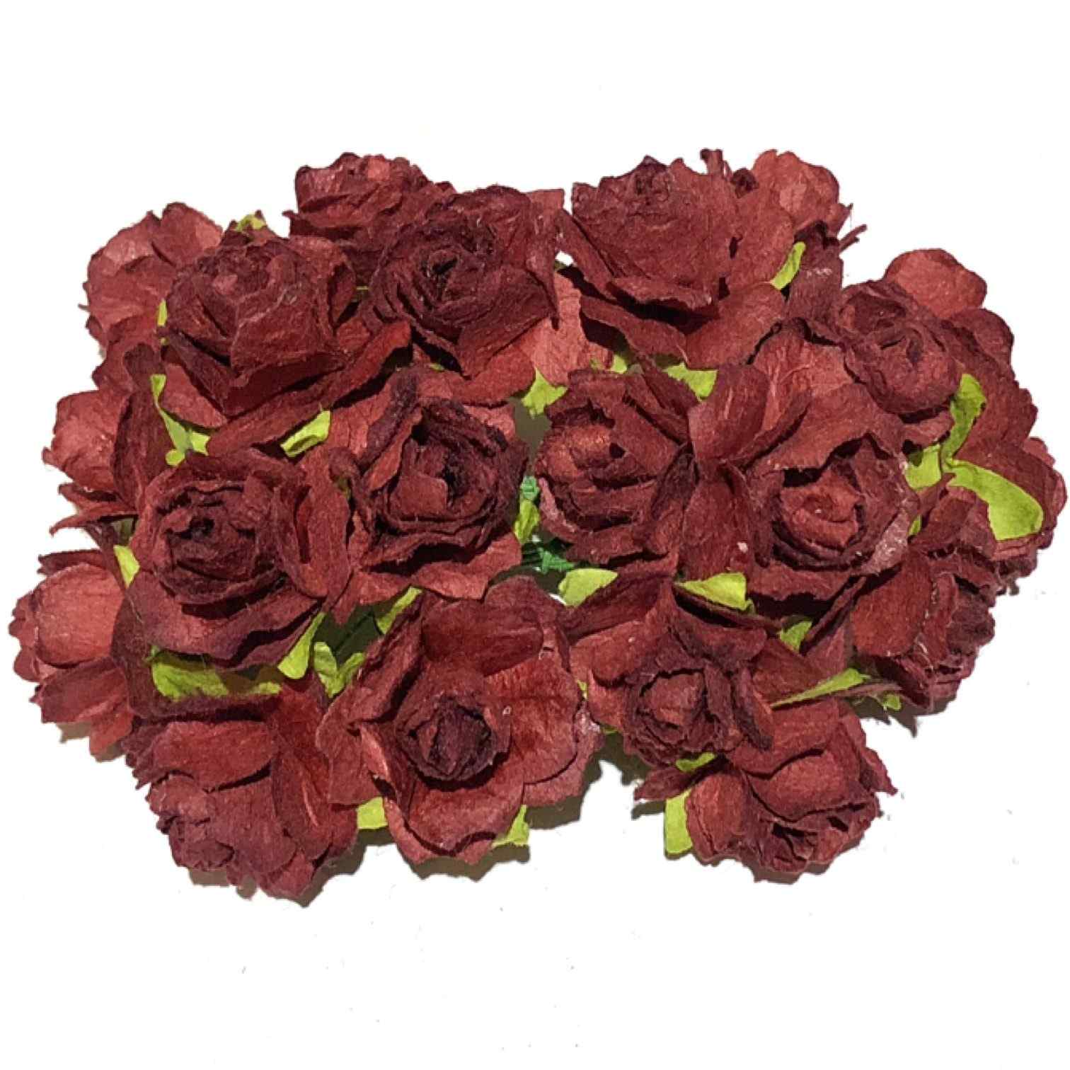 Deep Burgundy Tattered Mulberry Paper Roses Tr033