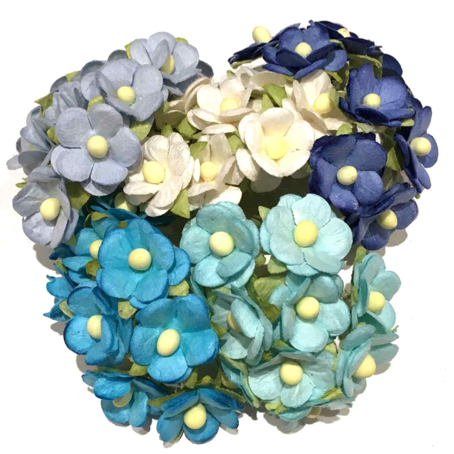 Bulk Pack Mixed Blue Mulberry Paper Sweetheart Blossom Bl032