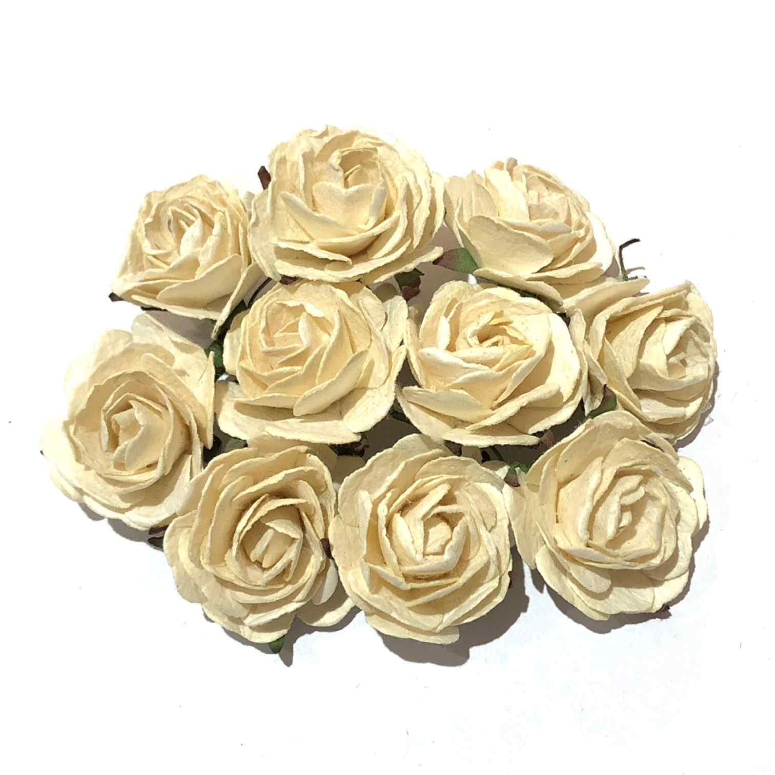 Pale Ivory Heritage Mulberry Paper Roses Hr011