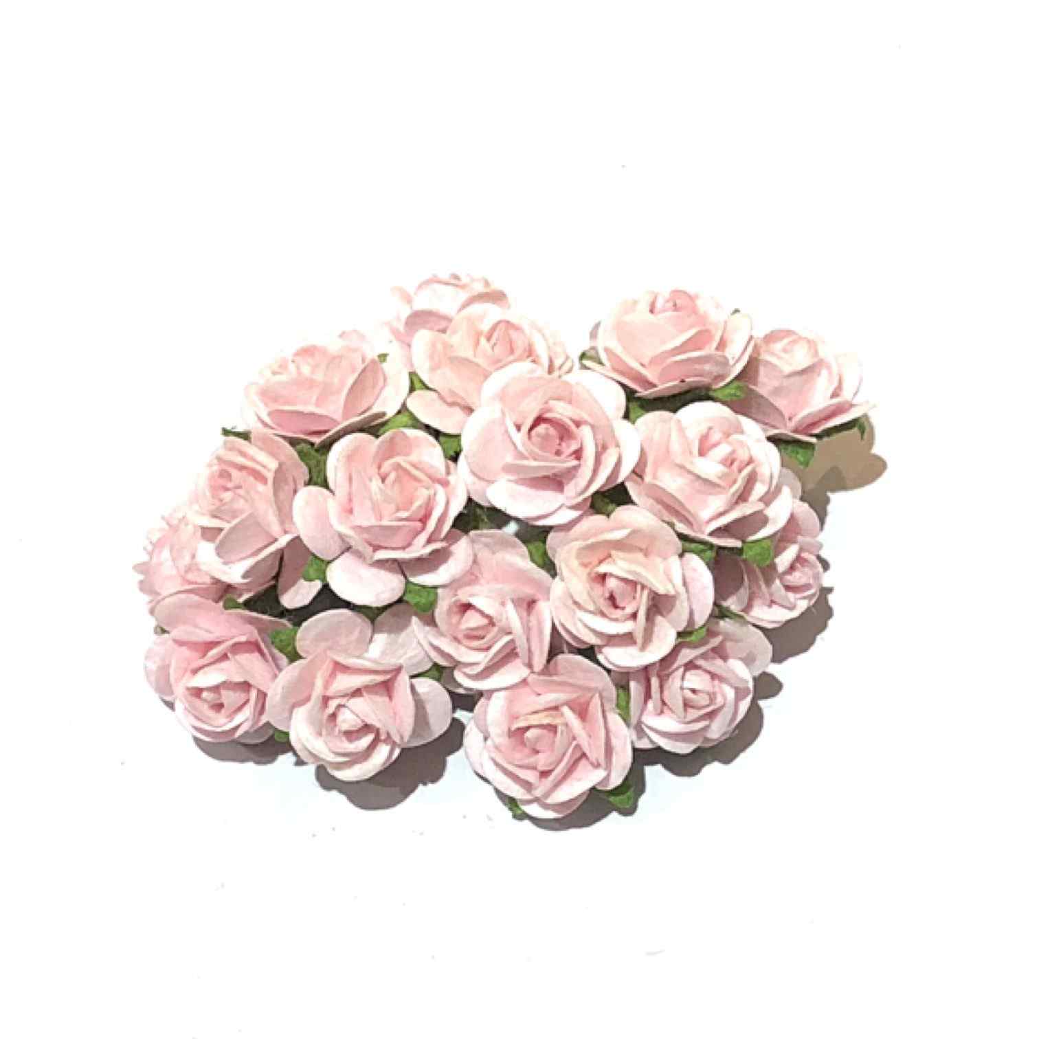 Pale Pink Open Mulberry Paper Roses Or095