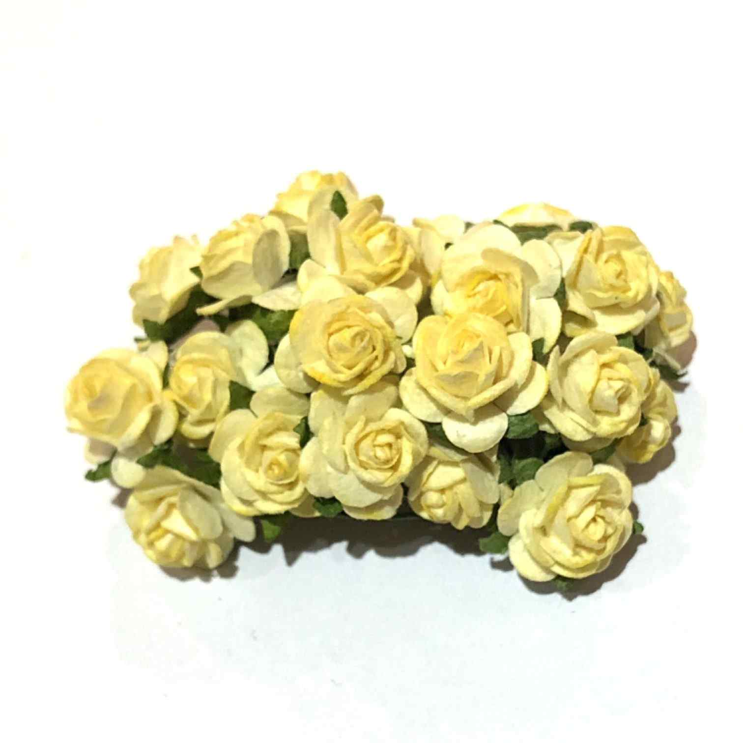 Pale Lemon Open Mulberry Paper Roses Or141