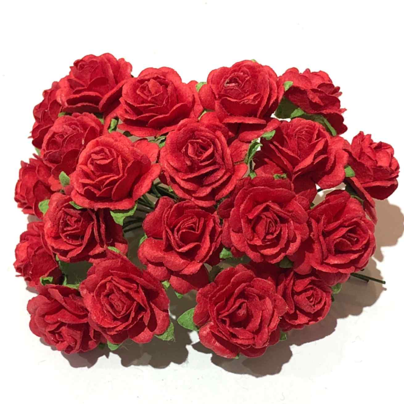 Red Open Mulberry Paper Roses Or090