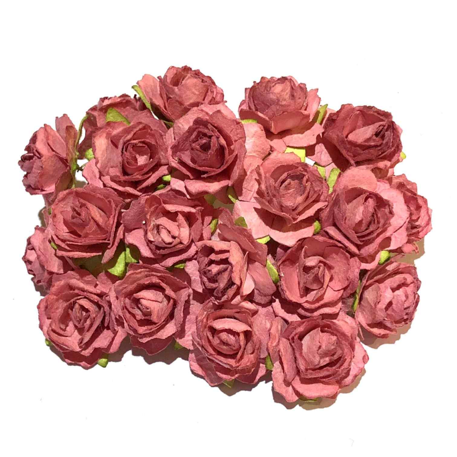 Dusky Pink Tattered Mulberry Paper Roses Tr030