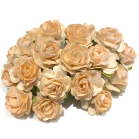 Apricot Open Mulberry Paper Roses Or083